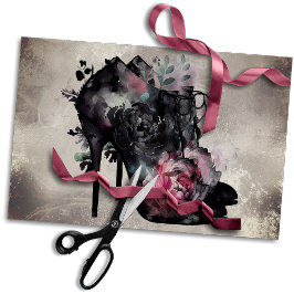 Boudoir | Viktorianische Rosa-Rose-High-Heel-Hinte Seidenpapier