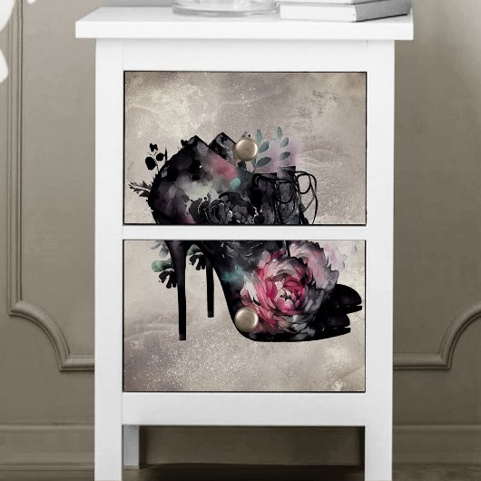 Boudoir | Viktorianische Rosa-Rose-High-Heel-Hinte Seidenpapier