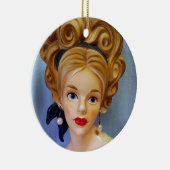 Bouffant Hair Lady Head Vase Big Blue Eyes Keramik Ornament (Rechts)