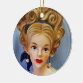 Bouffant Hair Lady Head Vase Big Blue Eyes Keramik Ornament (Links)
