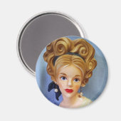 Bouffant Hair Lady Head Vase Big Blue Eyes Magnet (Vorderseite/Rückseite)