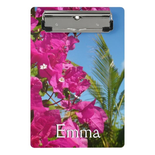 Bougainvillea and Palm Tree Tropical Nature Scene Mini Klemmbrett (Vorderseite)