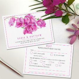 Bougainvillea Aquarell Rosa weiße Hochzeit RSVP Karte