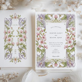 Bougainvillea Art Nouveau Wedding Einladung