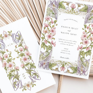 Bougainvillea Art Nouveau Wedding Einladung
