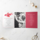 Bougainvillea Blume Hochzeit in Aquarellen Dreifach-gefaltete Programmkarte (Innenseite)