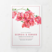 Bougainvillea Blume Hochzeit in Aquarellen Dreifach-gefaltete Programmkarte (Cover)