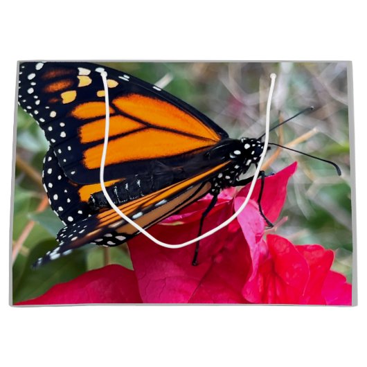 Bougainvillea-Blume mit Monarchschmetterling Große Geschenktüte (Vorderseite)