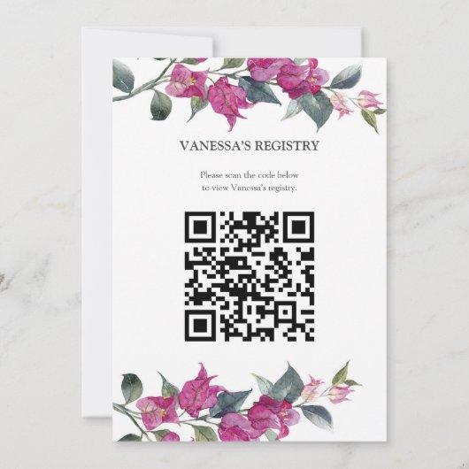 Bougainvillea-Brautparty Einladung (Rückseite)