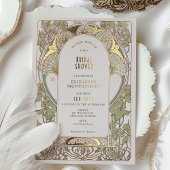 Bougainvillea Brautparty Green Gold Jugendstil Folieneinladung