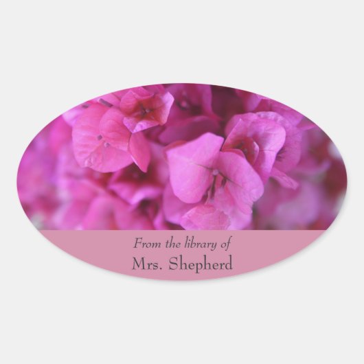 Bougainvillea Buchzeichen Ovaler Aufkleber (Vorderseite)