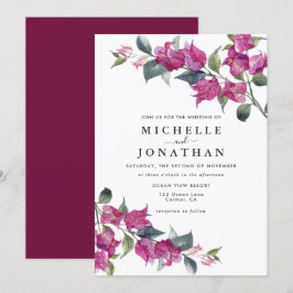 Bougainvillea Burgundy Pink Floral Wedding Einladung