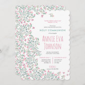 Bougainvillea Erste Heilige Kommunion Einladung (Vorne/Hinten)
