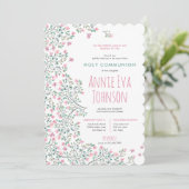 Bougainvillea Erste Heilige Kommunion Einladung (Stehend Vorderseite)