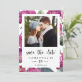 Bougainvillea Floral Foto Save the Date Karte (Stehend Vorderseite)