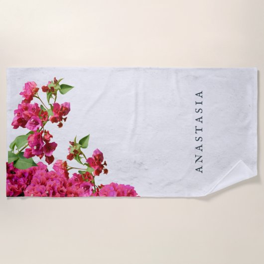 Bougainvillea Floral Griechische Insel am Mittelme Strandtuch (Vorderseite)