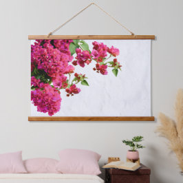 Bougainvillea Floral Griechische Insel am Mittelme Wandteppich Mit Holzrahmen