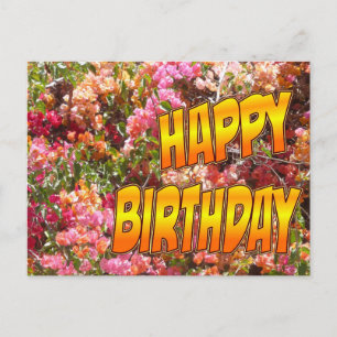 Bougainvillea Geburtstag Postcard Orange Postkarte