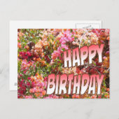 Bougainvillea Geburtstag Postkarte Rosa (Vorne/Hinten)