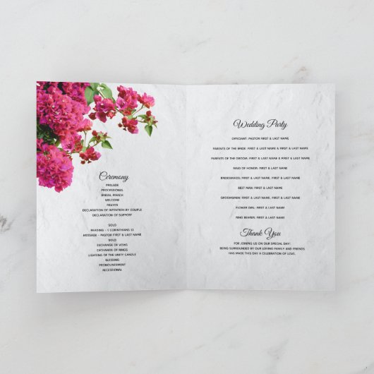 Bougainvillea Greece Wedding Order of Service Programm (Innenseite)