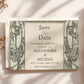 Bougainvillea Green Art Nouveau Mucha Wedding Save The Date