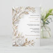 Bougainvillea Green Gold Wedding Art Nouveau Mucha Einladung (Stehend Vorderseite)