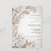 Bougainvillea Green Gold Wedding Art Nouveau Mucha Einladung (Vorne/Hinten)