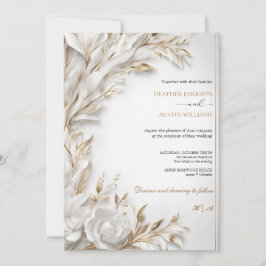 Bougainvillea Green Gold Wedding Art Nouveau Mucha Einladung