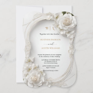 Bougainvillea Green Gold Wedding Art Nouveau Mucha Einladung