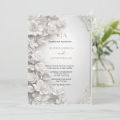 Bougainvillea Green Gold Wedding Art Nouveau Mucha Einladung (Stehend Vorderseite)