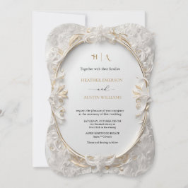 Bougainvillea Green Gold Wedding Art Nouveau Mucha Einladung