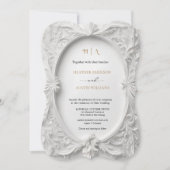 Bougainvillea Green Gold Wedding Art Nouveau Mucha Einladung (Vorderseite)