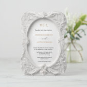 Bougainvillea Green Gold Wedding Art Nouveau Mucha Einladung (Stehend Vorderseite)