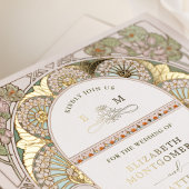 Bougainvillea Green Gold Wedding Art Nouveau Mucha Folieneinladung