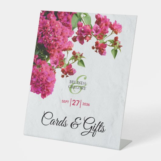 Bougainvillea Griechische Insel Hochzeitskarten & Sockelschild (Vorderseite)