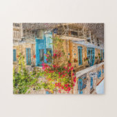 Bougainvillea growing up the wall of a restaurant puzzle (Horizontal)