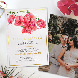 Bougainvillea Hochzeit in Rosa Folieneinladung