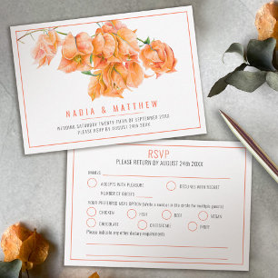 Bougainvillea Hochzeitsmahl in Orangetönen RSVP Karte