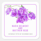 Bougainvillea lila Aquarellfarben Gastgeschenk Hoc Quadratischer Aufkleber (Vorderseite)