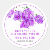 Bougainvillea lila Aquarellfarben Gastgeschenk Hoc Runder Aufkleber (Vorderseite)