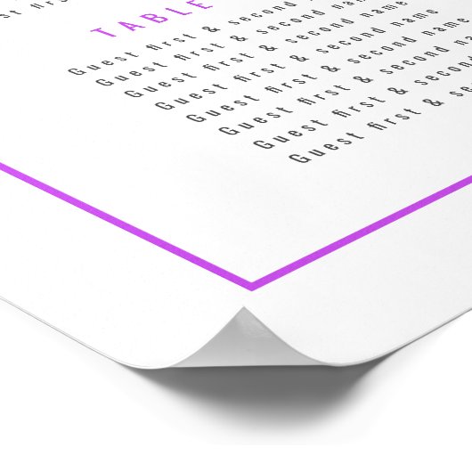 Bougainvillea lila Hochzeit 16 Tischkarten Poster (Ecke)