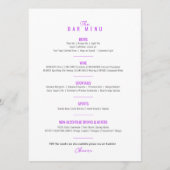 Bougainvillea lila Hochzeit im Wasser Bar Menükarte (Vorderseite)