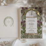 Bougainvillea Lilac Gold Wedding Art Nouveau Mucha Folieneinladung<br><div class="desc">Art Nouveau Vintag Floral Lilac & Gold Hochzeit Einladungen von Alphonse Mucha in einem romantischen und skurrilen Design mit Real Gold Foil. Viktorianische Schnörkel ergänzen klassische Deko-Schriftart. Bitte geben Sie Ihre persönlichen Informationen ein, und Sie sind fertig. Wenn Sie das Design weiter ändern möchten, klicken Sie einfach auf den blauen...</div>