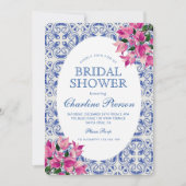 Bougainvillea MediterranBlaues Brautparty Einladung (Vorderseite)