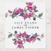 Bougainvillea mediterrane Gastgeschenk Hochzeit Weinetikett (Einzelnes Label)