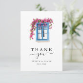 Bougainvillea Minimalist Destination Wedding Dankeskarte (Stehend Vorderseite)