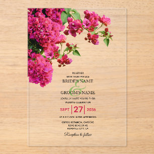 Bougainvillea Mittelmeer Griechische Insel Wedding Acryleinladungen