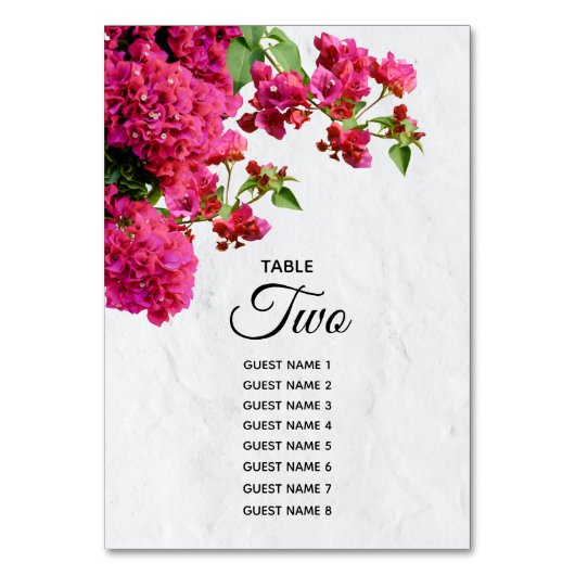 Bougainvillea Mittelmeer Griechische Insel Wedding Tischnummer (Vorderseite)