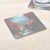 Bougainvillea path | Acrylic   Rechteckiger Pappuntersetzer (angewinkelt)