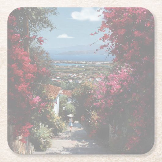 Bougainvillea path | Acrylic   Rechteckiger Pappuntersetzer (Vorderseite)